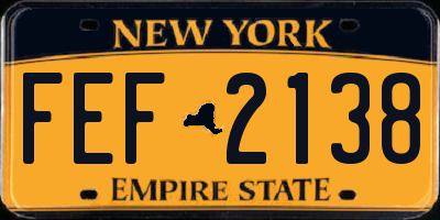NY license plate FEF2138
