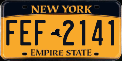 NY license plate FEF2141