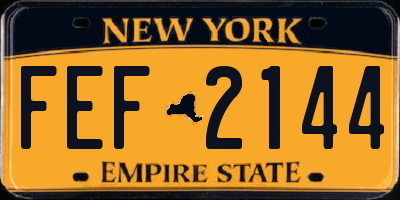 NY license plate FEF2144