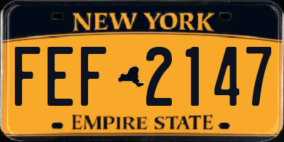 NY license plate FEF2147