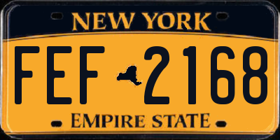 NY license plate FEF2168