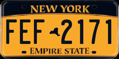 NY license plate FEF2171