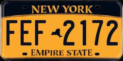 NY license plate FEF2172