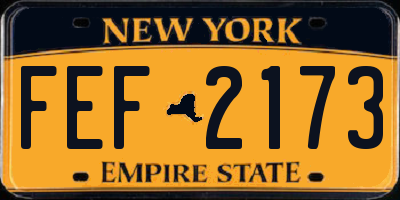 NY license plate FEF2173