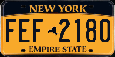 NY license plate FEF2180