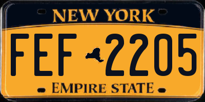 NY license plate FEF2205