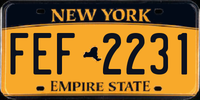 NY license plate FEF2231