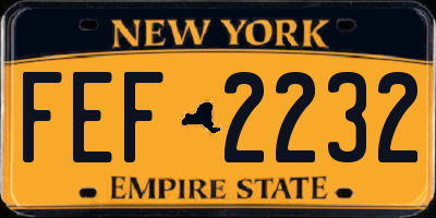 NY license plate FEF2232