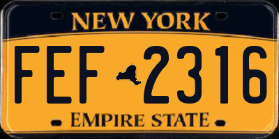 NY license plate FEF2316