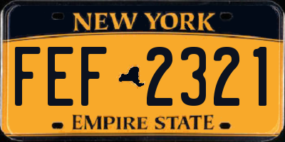 NY license plate FEF2321
