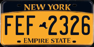 NY license plate FEF2326