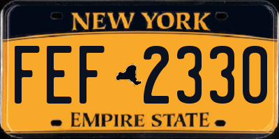 NY license plate FEF2330