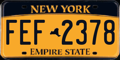 NY license plate FEF2378