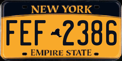 NY license plate FEF2386