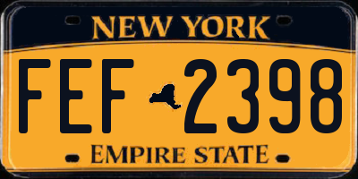 NY license plate FEF2398
