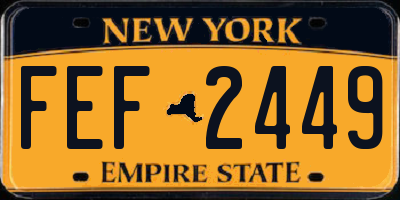 NY license plate FEF2449