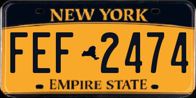 NY license plate FEF2474