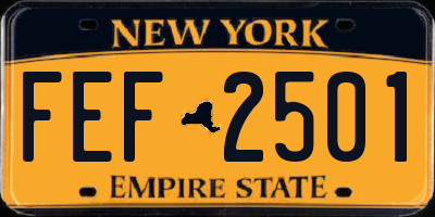 NY license plate FEF2501