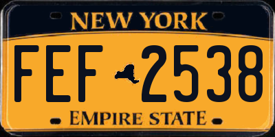 NY license plate FEF2538