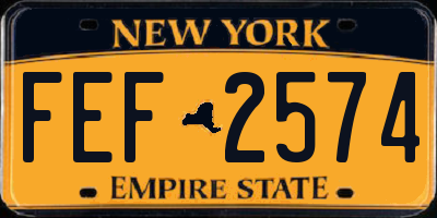NY license plate FEF2574