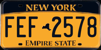 NY license plate FEF2578