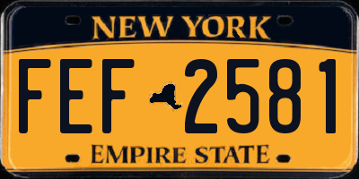 NY license plate FEF2581