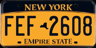 NY license plate FEF2608