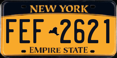 NY license plate FEF2621