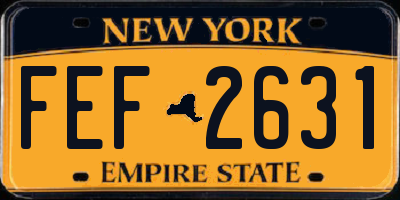 NY license plate FEF2631