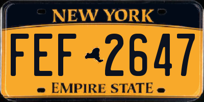 NY license plate FEF2647