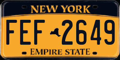 NY license plate FEF2649