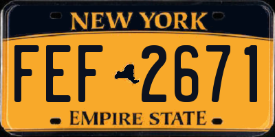 NY license plate FEF2671