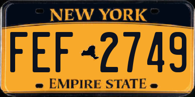 NY license plate FEF2749