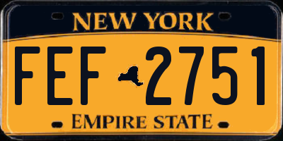 NY license plate FEF2751