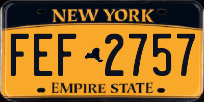 NY license plate FEF2757