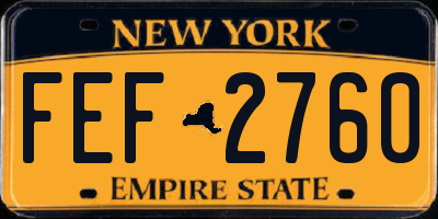 NY license plate FEF2760