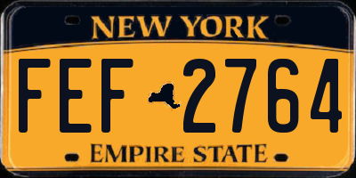 NY license plate FEF2764