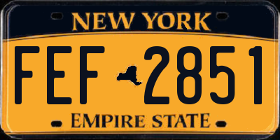 NY license plate FEF2851