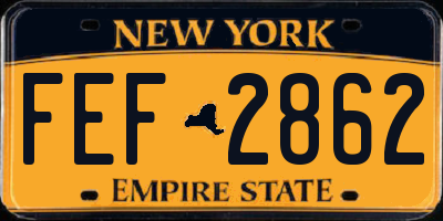 NY license plate FEF2862