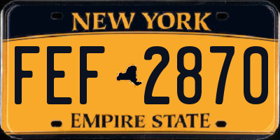NY license plate FEF2870