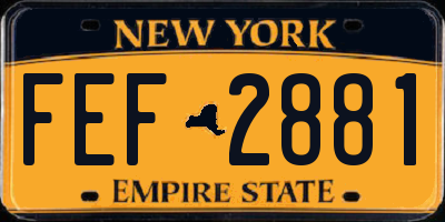 NY license plate FEF2881