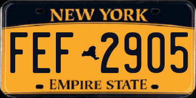 NY license plate FEF2905