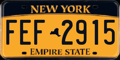 NY license plate FEF2915