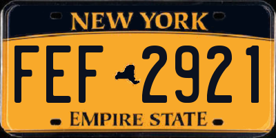 NY license plate FEF2921