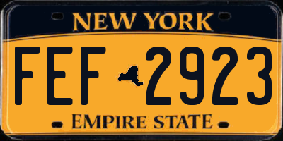 NY license plate FEF2923