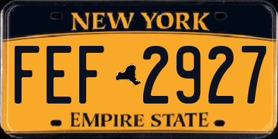 NY license plate FEF2927