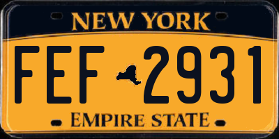 NY license plate FEF2931