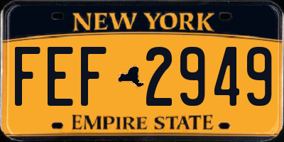 NY license plate FEF2949