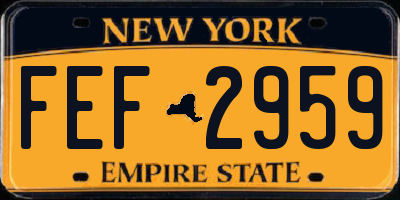 NY license plate FEF2959