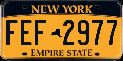 NY license plate FEF2977